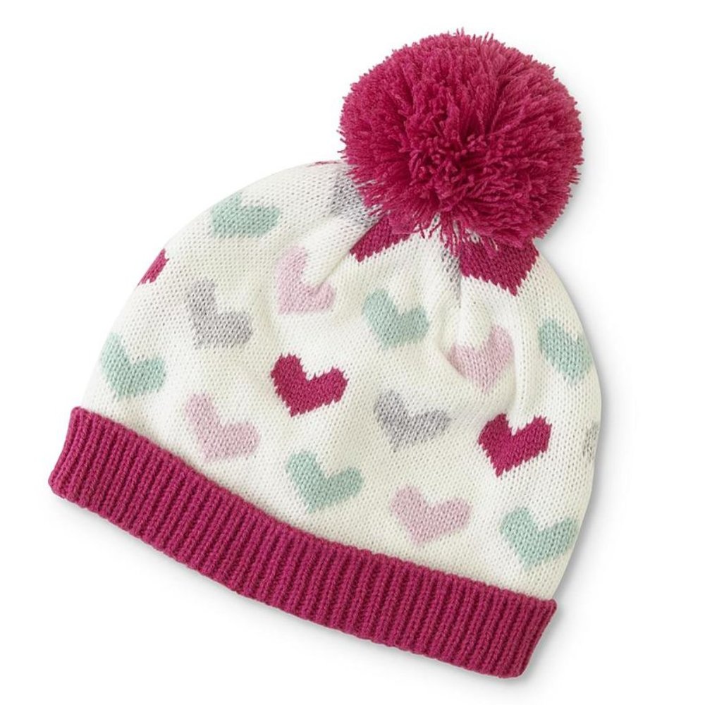 ✨$7 w/ $15+ BUNDLE✨ New Toddler Girl Heart Pom Pom Beanie Hat Knit Cap